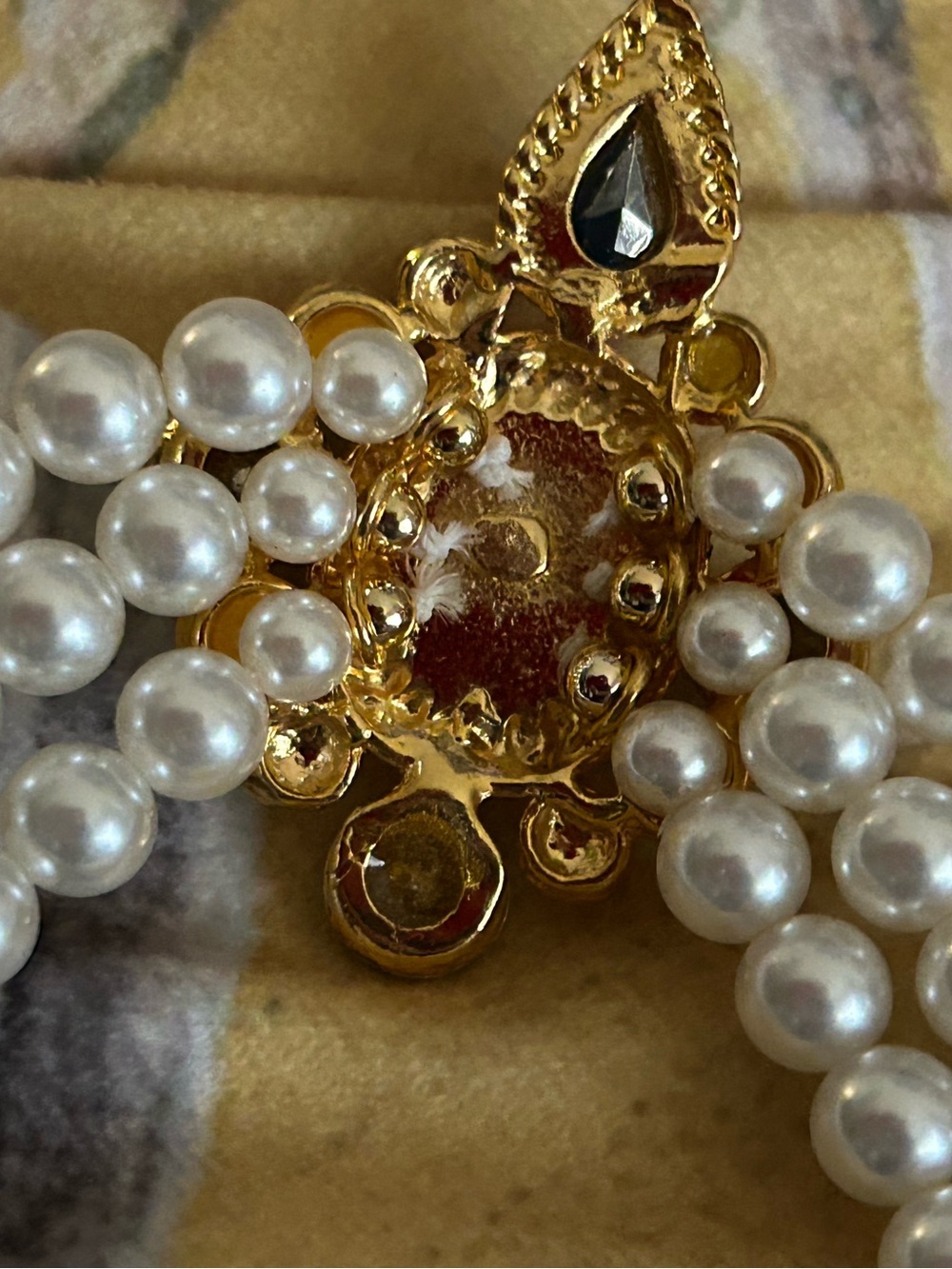 Pearl Multi-Strand Necklace with Gold and Royal Blue Accents - Picture 3 of 5